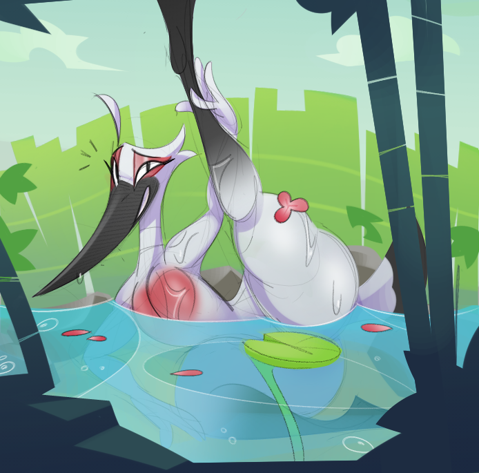 spunkjunk2000's tweet photo. I think I've settled on Izumi being this crane's name (meaning "spring" or "source of water"). I always imagine him in an idyllic natural spring setting, so I tried to get close to the vibe here :D https://t.co/p88poZFFRR
