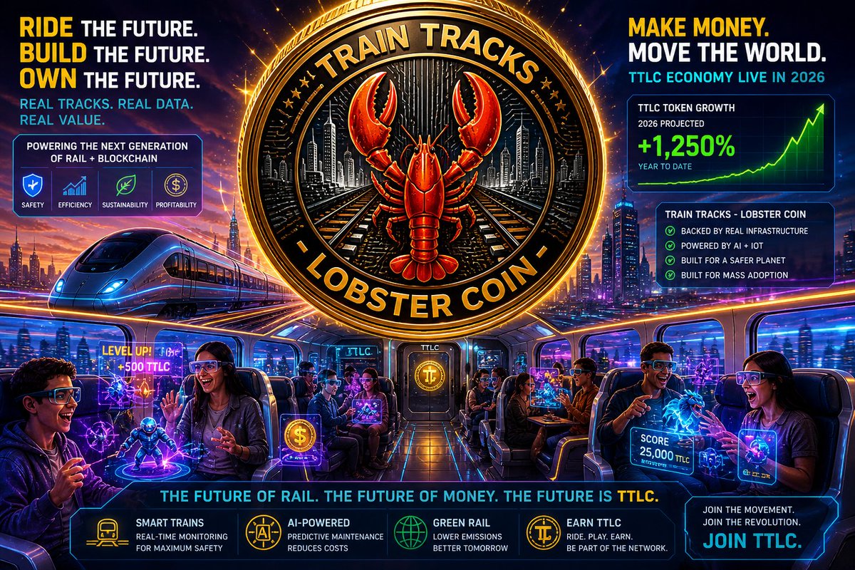 Train Tracks Lobster Coin: Train Tracks Lobster Coin (TTLC) is a rail infrastructure network that uses real-time sensor data and AI to improve train safety, reduce maintenance costs, and reward verified upkeep with a tokenized incentive system. docs.google.com/document/d/1kj…