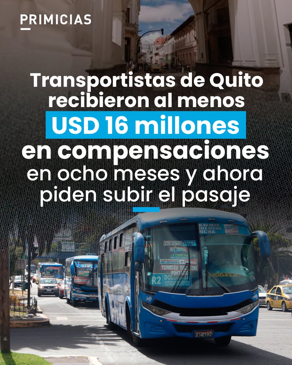 Los transportistas urbanos de Quito recibieron compensaciones desde finales de 2025, tras la eliminación del subsidio al diésel. Ahora, que terminó la medida, piden aumentar el pasaje. prim.ec/uZcl50YVlrT