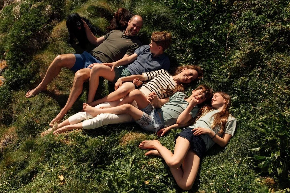 Can you honestly look at this carefully curated pic without laughing. We are supposed to believe we have dropped in unexpectedly on the Wales family caught rolling in the mud barefoot as they normally do on their days off. No one watching except camera crews, advisers and a bunch
