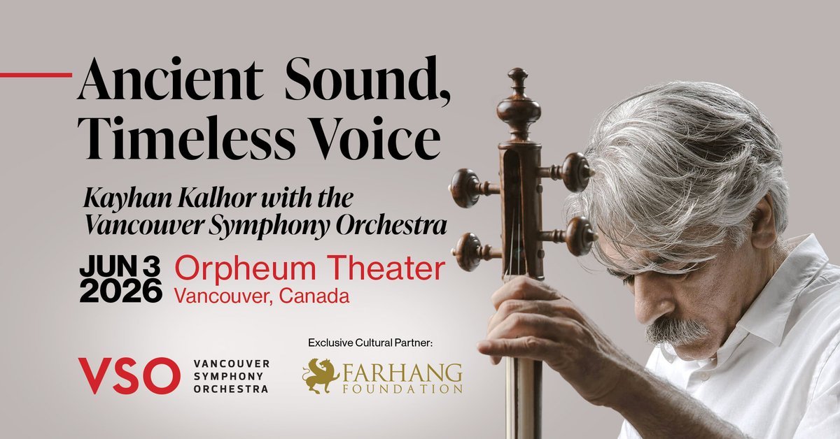 farhangfound's tweet photo. Proud to present the upcoming @KayhanKalhor concert with the presitgious @VSOrchestra at Vancouver's majestic Orpheum Theater on June 3.  Tickets an more info at https://t.co/XGvnzNEB96 https://t.co/ba0551nd9i