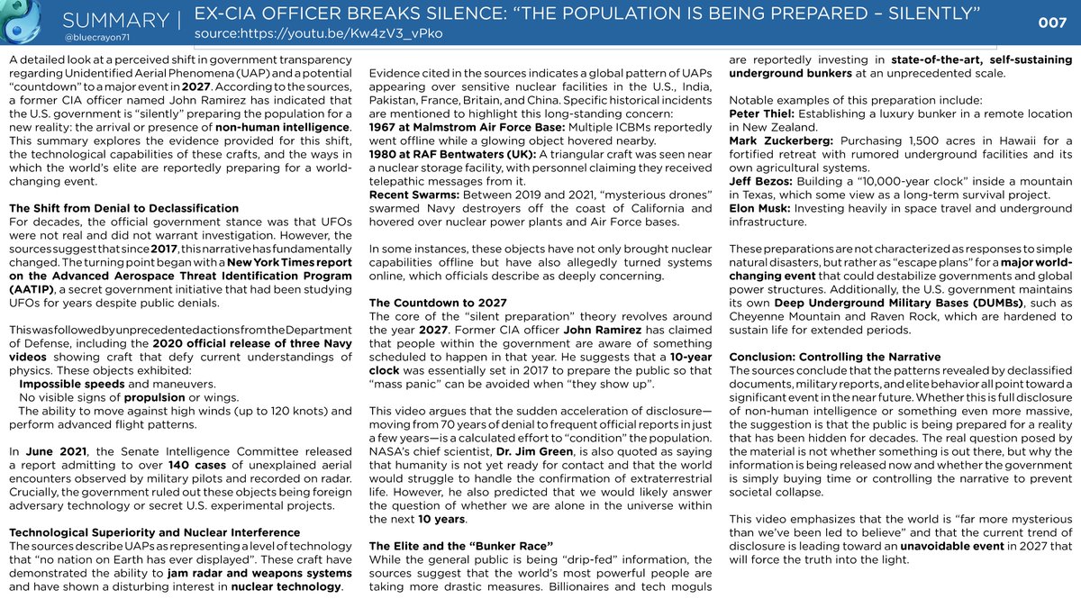 bluecrayon71's tweet photo. 📺Ex-CIA Officer Breaks Silence: "The Population Is Being Prepared – Silently"
🔗https://t.co/Bodb2uHBAT
#Disclosure2027 #UAP #NonHumanIntelligence #JohnRamirez #SilentPreparation #BillionaireBunkers #NuclearInterference #NASA #UndergroundBases #ConditioningThePublic https://t.co/hdR7ZC5SXe