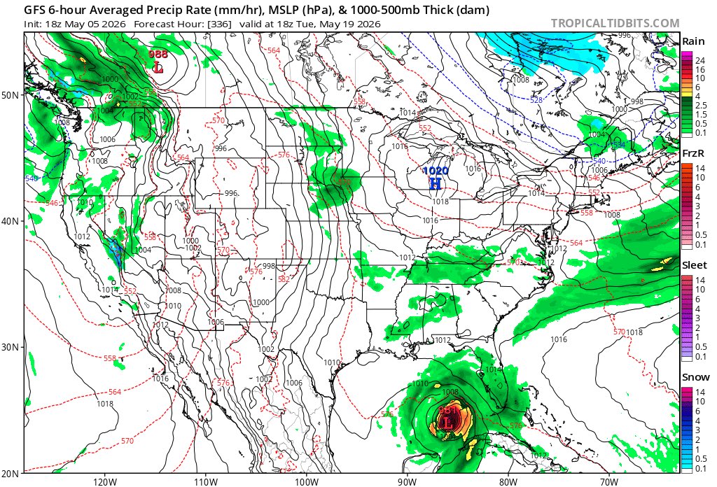 Landerk04's tweet photo. Are we so dead serious. 

Gfs has got to go. 
It’s been showing tropical systems every single month since April of last year. https://t.co/XL6YWl75Z5