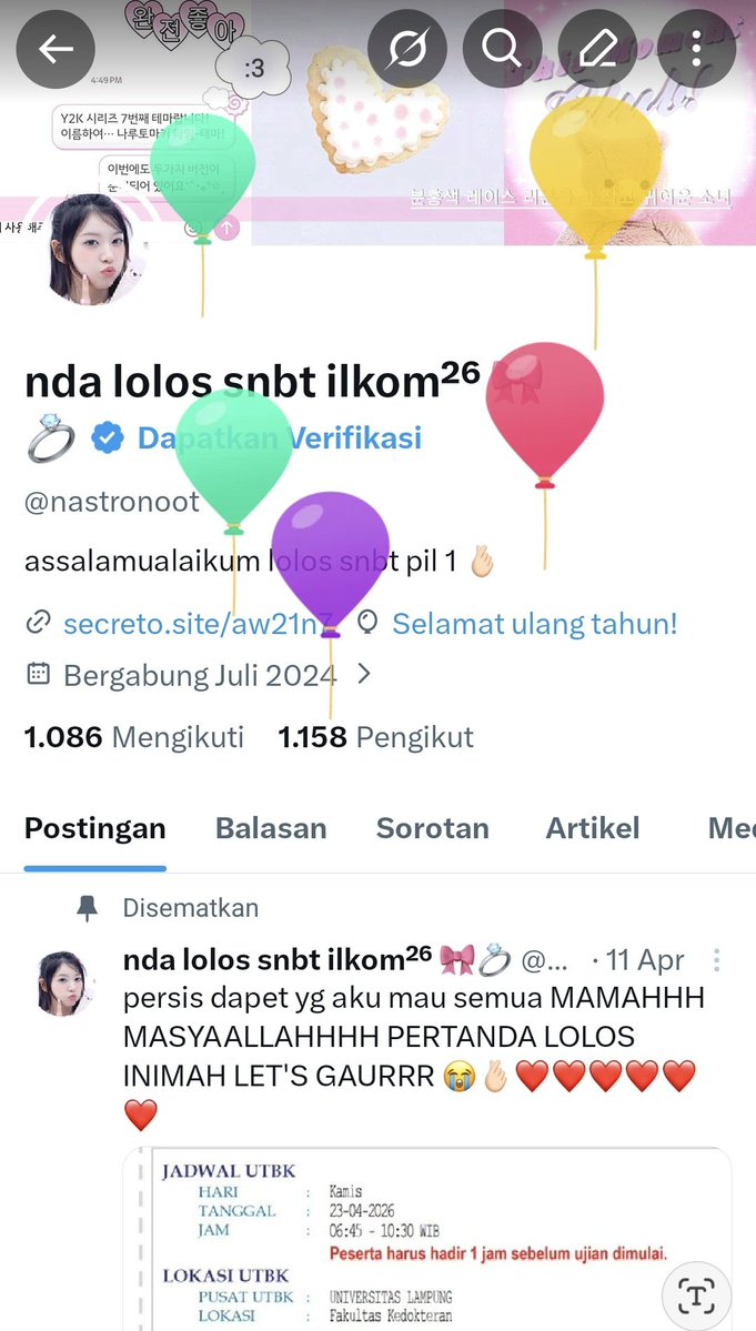 nda lolos snbt ilkom²⁶ 🎀💍 tweet media