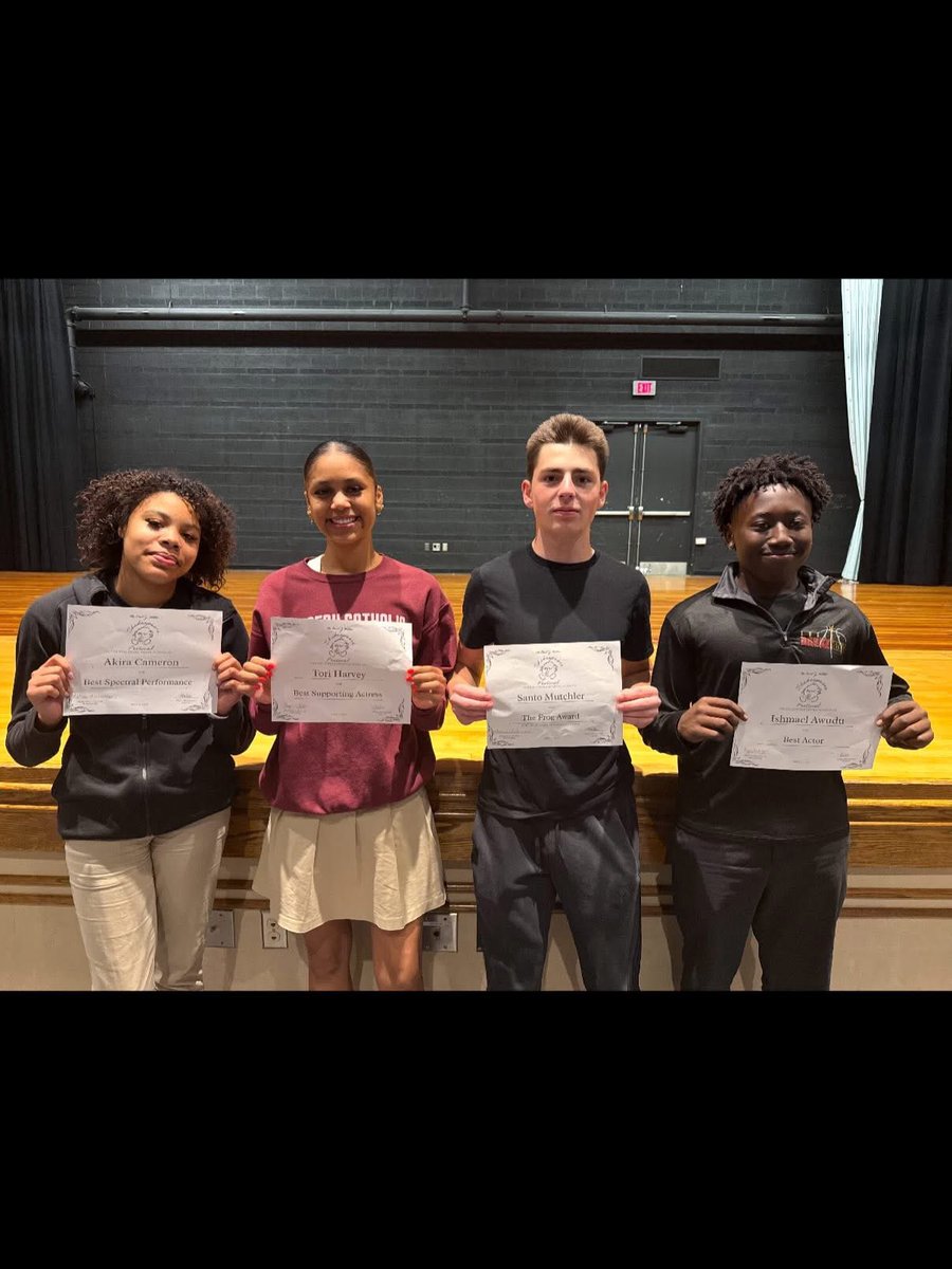 KCPrideWatcher's tweet photo. Our sophomores &amp; juniors shined at the Shakespeare Festival at Greenville HS! 🎭 Modern Hamlet, stage combat &amp; great camaraderie. 

Congrats to performance award winners: 

Tori Harvey, Ishmael Awudu, Akira Cameron, Santo Mutchler. 

Thanks Greenville Area SD &amp; Community Theatre! https://t.co/FYtpO2TCNr