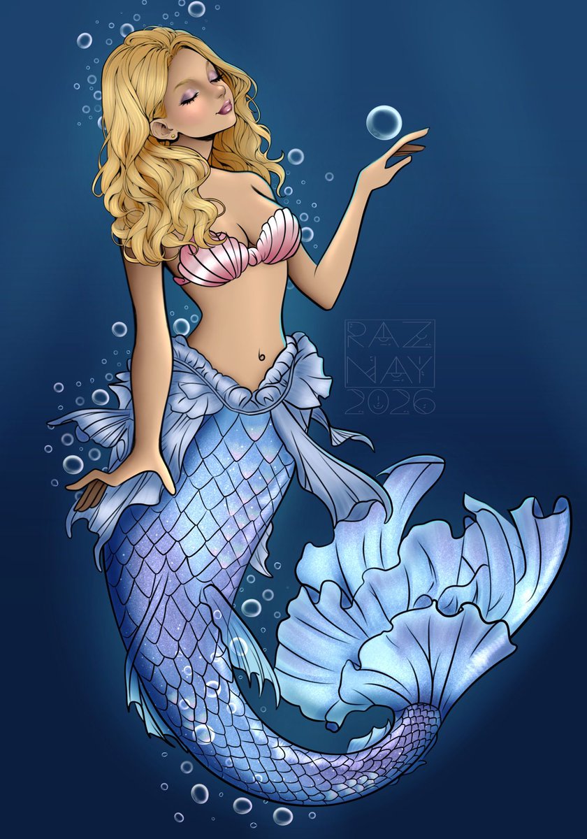 Razipurr's tweet photo. 🧜‍♀️ Mermay 2026 — original lineart, first proper mermaid tail render, and I am genuinely proud of her. She’s peaceful and soft and completely in her element. 🫧🌊
#digitalart #procreate #mermay2026 #raznay https://t.co/5vFBrN1tJD