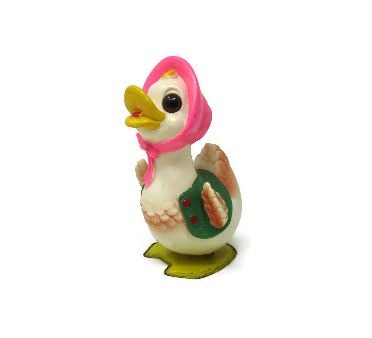 antiquelove22's tweet image. Vintage Sonsco Waddling Duck Mechanical Wind Up Toy Wearing a Pink Bonnet With Bright Colors Push Pull Toys Made in Japan Working Condition tuppu.net/38e299a #etsyseller #Etsy #vintage #VintageBirdToys