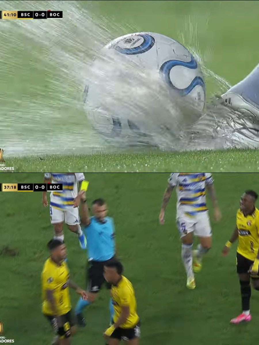 FacsoDeportes's tweet image. #BSC 0-0 #BOCAJRS (41') - Cancha inundada, emociones a flor de piel en el campo, amarillas de lado y lado... 

¡LA BENDITA COPA LIBERTADORES! 🚬🏆