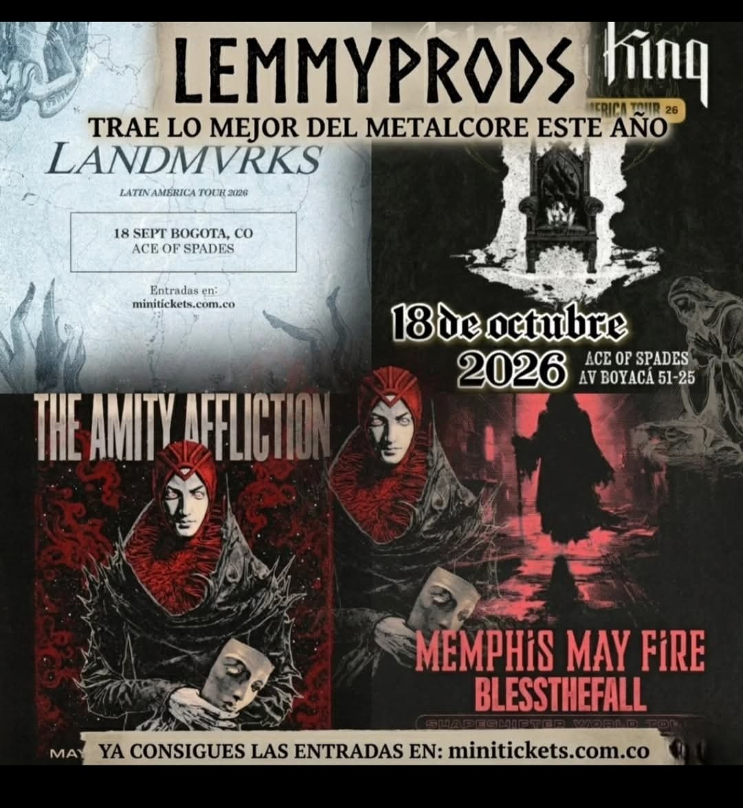 PogotaConcerts's tweet photo. Pues se viene la temporada de Metalcore !

Arrancamos con The Amity Affliction este 28 de Mayo 

Memphis May Fire con Blessthefall 21 de Agosto 
Landmvrks 18 de Septiembre 
Fit For a King 18 de Octubre 

Boletería disponible en https://t.co/G2wwTTTKe6
Eventos por @lemmyprods https://t.co/2HpFigbWkm