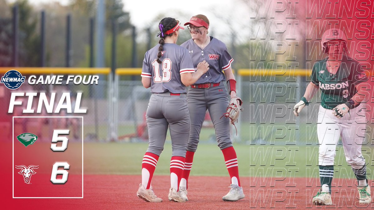 WPIAthletics's tweet photo. WPI WINS!
WPI WINS!
WPI WINS!

No. 1 @WPISoftball holds off Babson's late comeback to advance in the winner's bracket 🤩

Box score now, recap soon ⬇️
📊-https://t.co/ml3ynznUNu

🥎x🐐
#GoatNation #d3sb #GoNEWMAC https://t.co/MDdUNEneCK