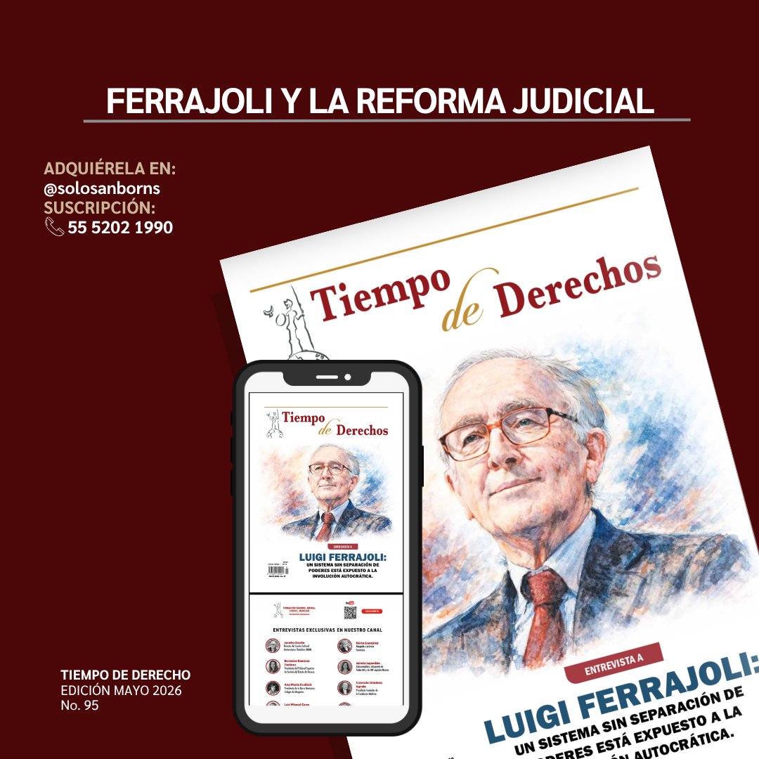 Tiempo_derechos's tweet photo. El riesgo de ignorar estos principios no es menor, tal como lo advierte el Profesor Ferrajoli, un sistema sin separación de poderes está expuesto al peligro de una involución autocrática.
Adquiere tu revista edición Mayo 2026 No. 95

📩Suscripciones: 55 5202 1990
💻https://t.co/umPlke61Dd
📕Consíguela en: @solosanborns
