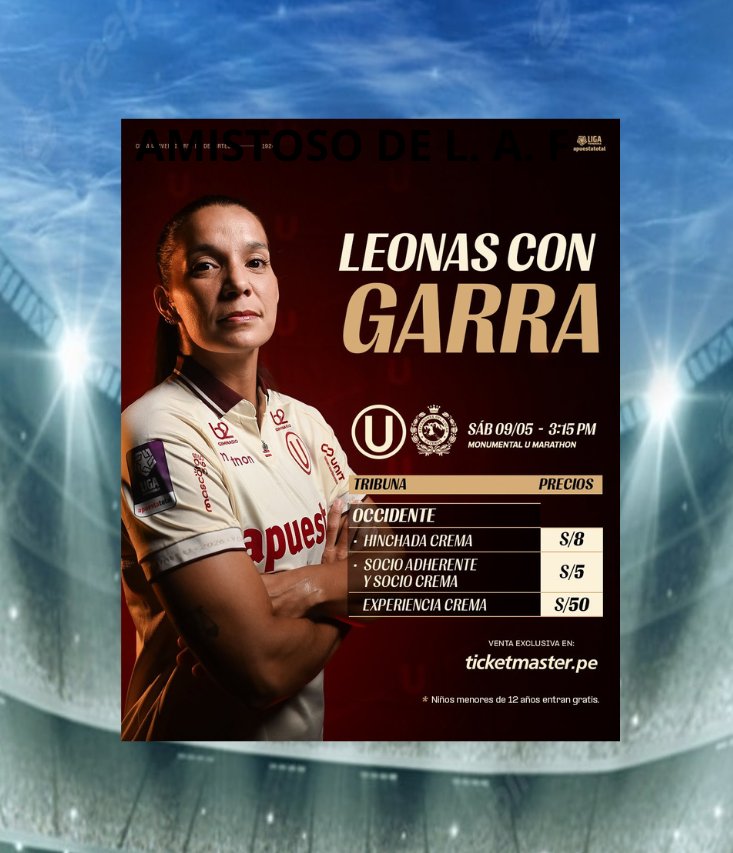 #ÚLTIMOMINUTO Recordar a todos que ya esta a la venta las entradas para el partido entre las escuadras de Universitario de Deportes 🟠y Defensores Del Ilucan 🟢⚪ esto por la sexta jornada del Torneo Apertura de la Liga Femenina 2026

#futbolfemenino
#ligafemenina
#directoalgol
