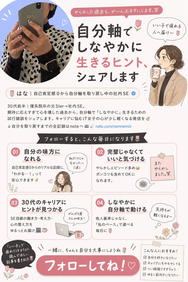 はな|自己肯定感0から自分軸を取り戻し中の社内SE🌷 tweet media
