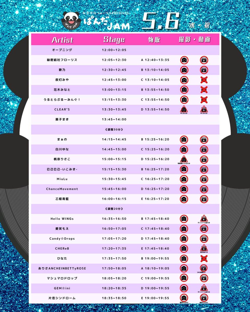 本日のLIVE🎤

【ぱんだJAM】
出演時間：18:05~18:20
特典会：C19:00~19:55

ぜひお越しください✨
＃マシュマロドロップ #マシュドロ #名古屋アイドル