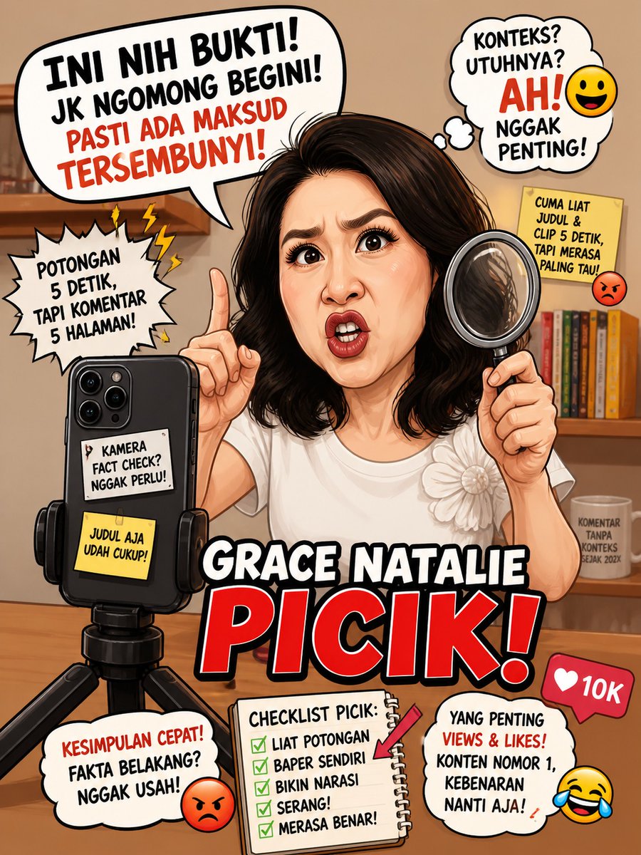 PafaRoTTe's tweet photo. Penyebaran narasi oleh Grace Natalie bukan sekadar salah tafsir, tetapi indikasi penggiringan opini dengan konten yang tidak lengkap demi menyudutkan Jusuf Kalla.

#PenjarakanGraceNatalie
@prabowo
@ListyoSigitP
@DivHumas_Polri https://t.co/1Yd5rMl406