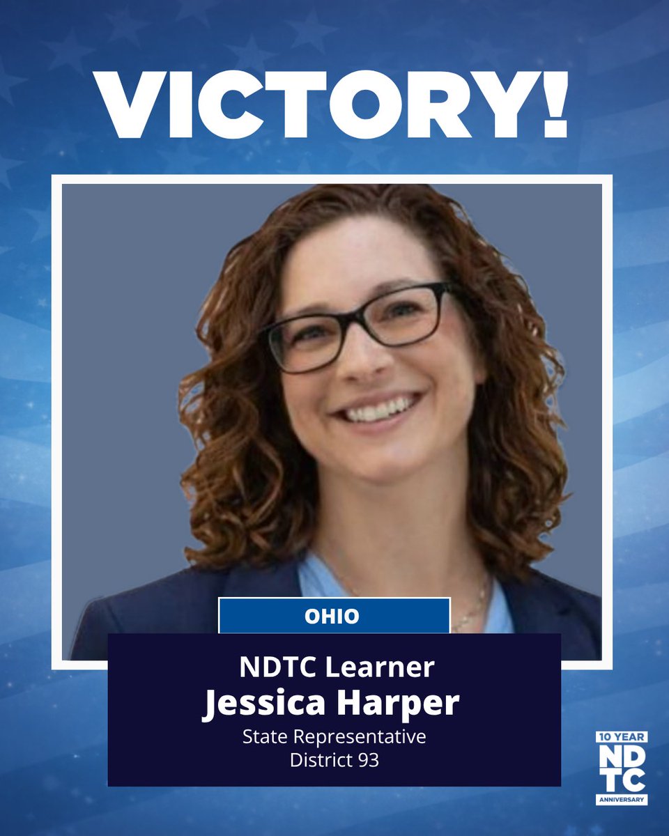 TrainDems's tweet photo. Congrats to Jessica Harper on her primary win for Ohio House District 93! A civics teacher who watched the legislature drain $1B from public schools through EdChoice — and decided to do something about it. 

Civics isn't just something you teach. 🎉

#NDTC #TrainDems #LocalWins https://t.co/aataOsN170