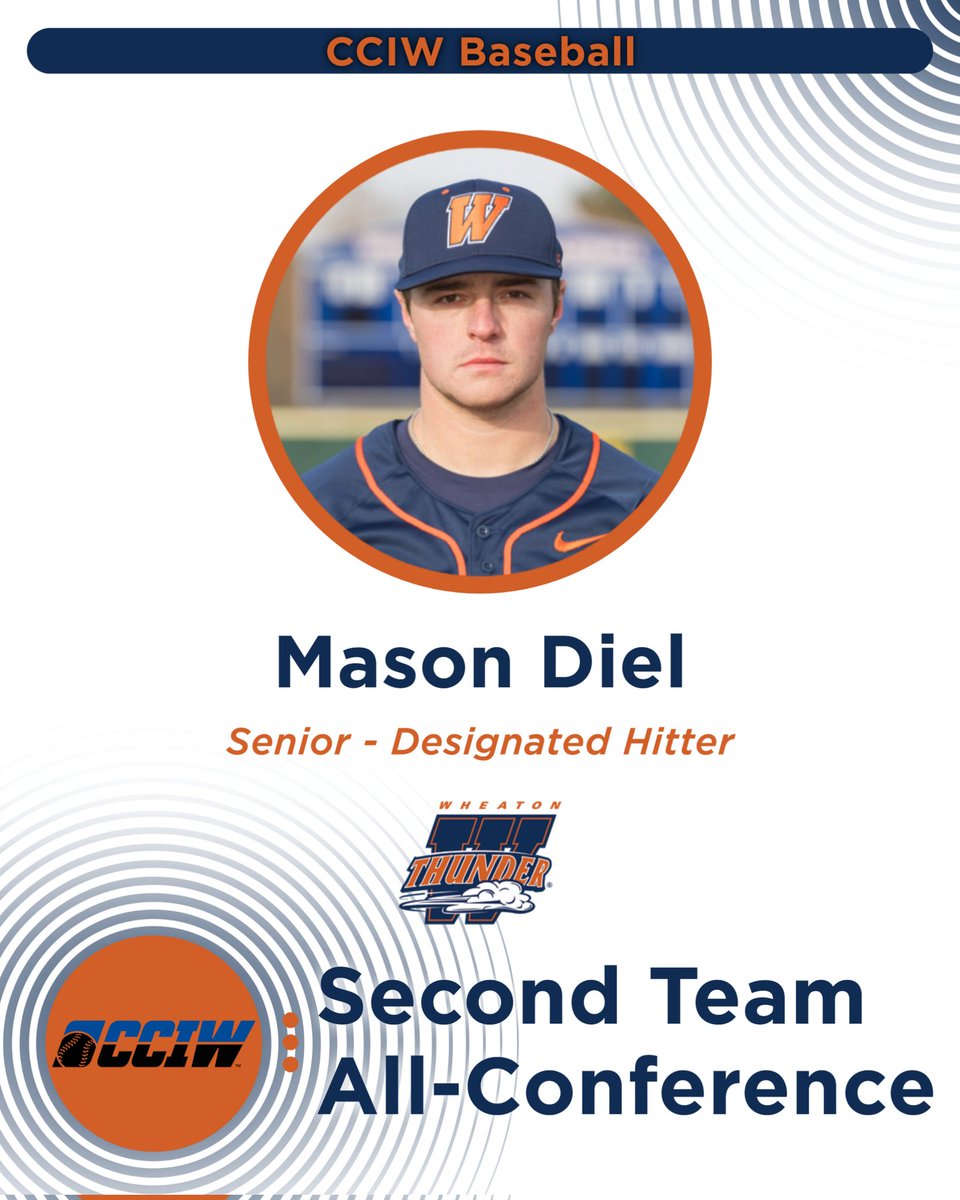 Wheaton_Thunder's tweet photo. Conference honors for two standouts after a strong regular season!

The league has announced its 2026 All-CCIW Baseball Teams ahead of the upcoming conference tournament, and a pair of Thunder playmakers have earned recognition for their performances this spring.

Congratulations to First Team selection Jack Gill and Second Team honoree Mason Diel!
#LetsRoll