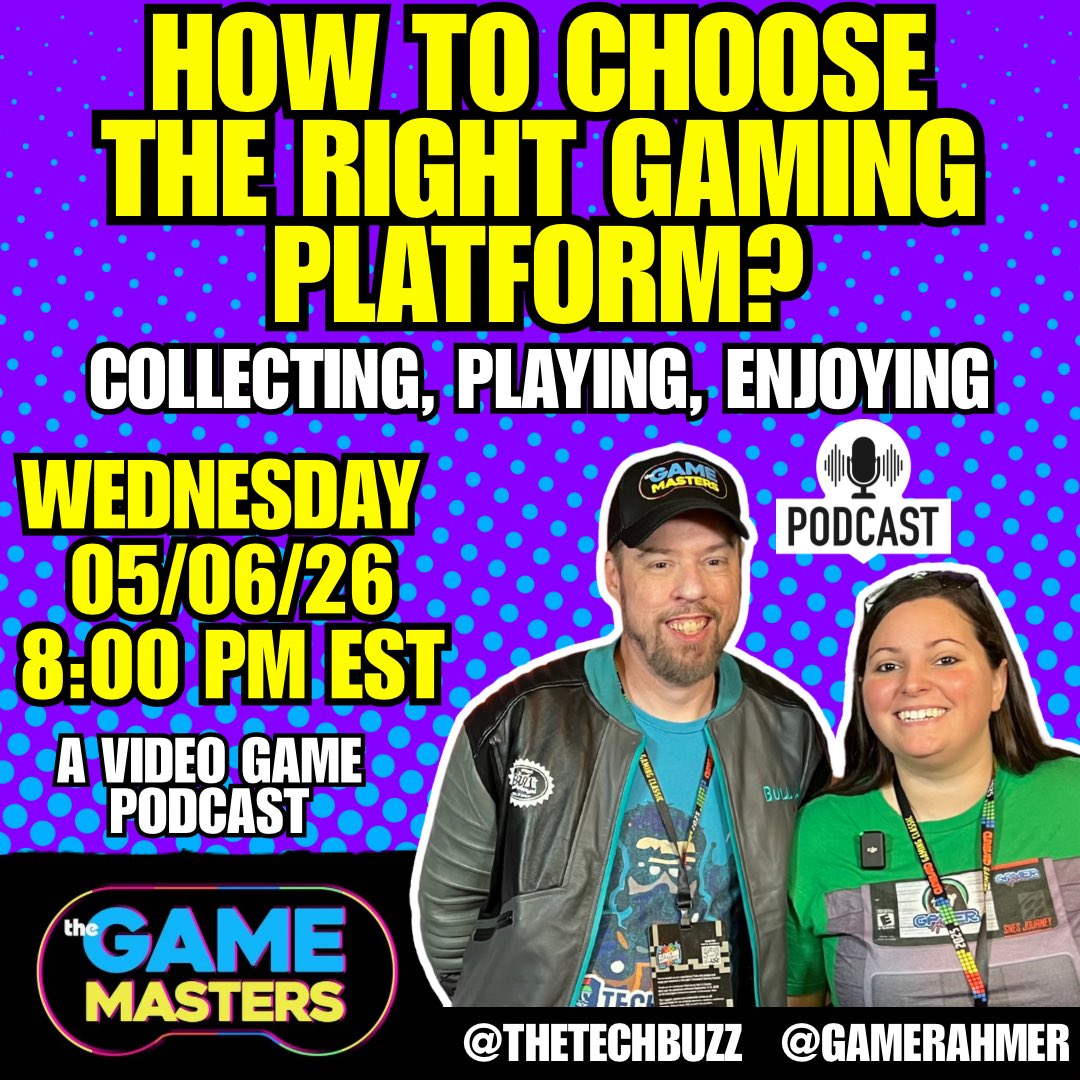 GamerAhmer's tweet image. Come watch either @GamerAhmer or @thetechbuzz channel as we continue our live show podcast The Game Masters . This Wednesday at 8 PM EST. #videogames #thegamemasters #podcast #youtube #retrogaming