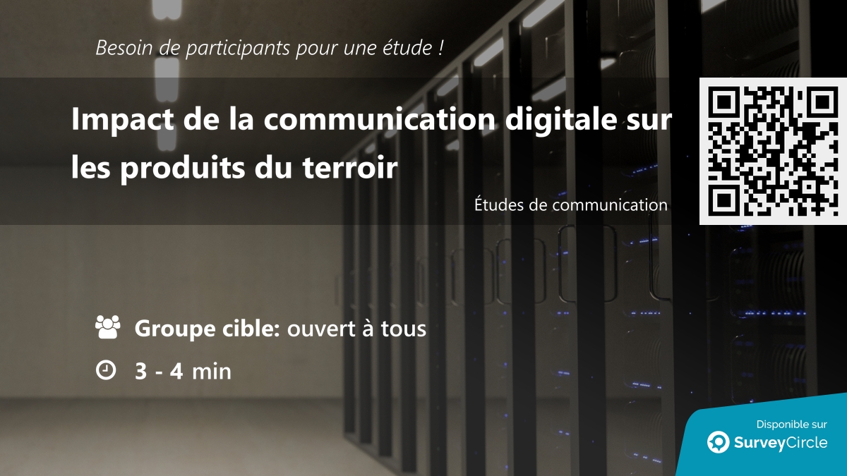 daily_research's tweet image. Recherche de participants pour une étude !

Sujet : "Impact de la communication digitale sur les produits du terroir" via @SurveyCircle

#ProduitsDuTerroir #CommunicationDigitale #perception #authenticité #enquête #surveycircle