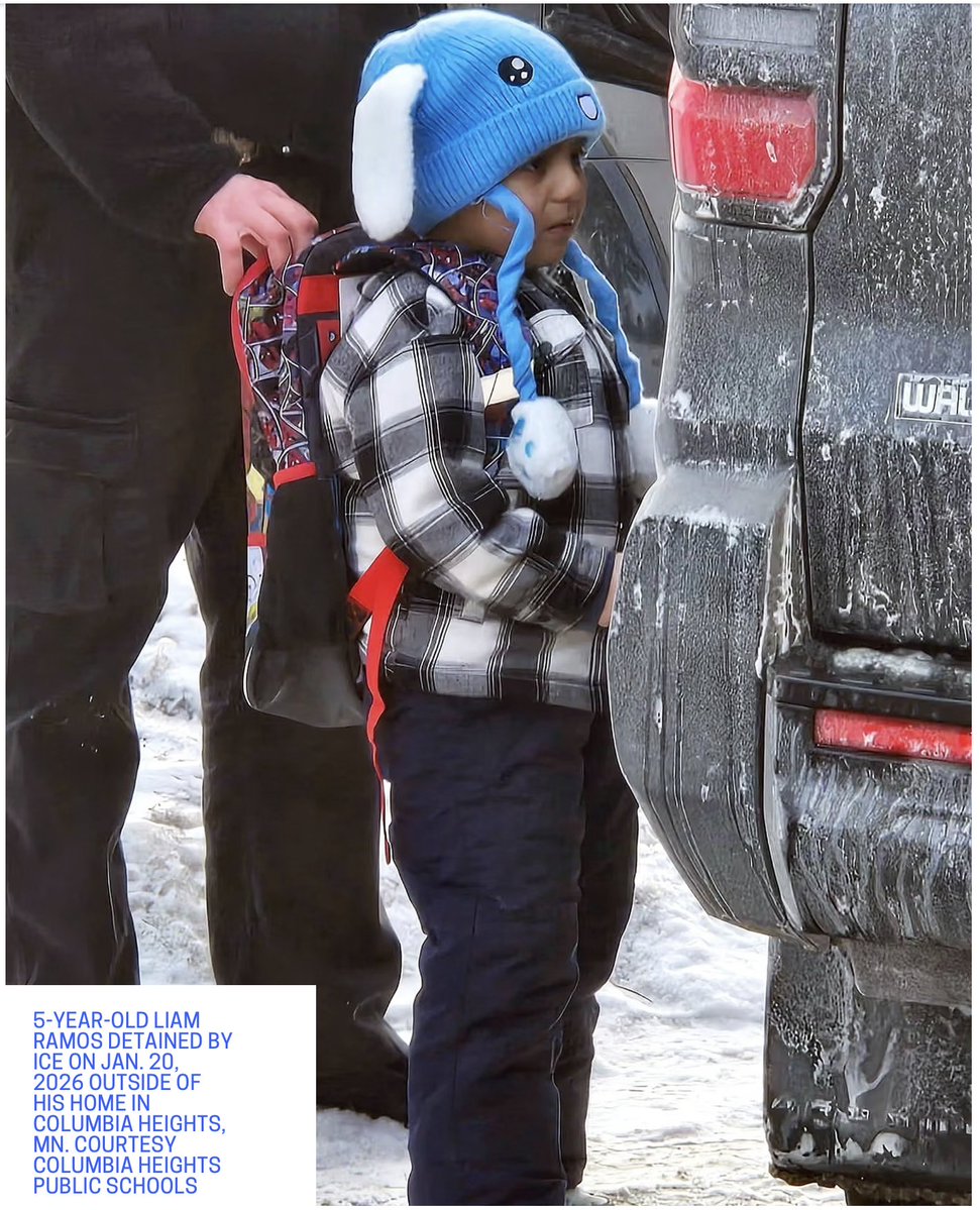 Ara_Kahu's tweet image. Evil? Because of Stephen Miller little 5-year old Liam Ramos was locked up hundreds of miles from his home town. That's Evil with a capital E. #ICE