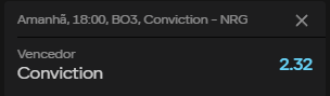 essa odd aq n faz sentido, time é novo mas por nome é pra ser no MINIMO 50/50 esse time da conviction podia estar fácil nessa lcs 
nrg só tem o sushee q é o melhor adc do t2 do mundo