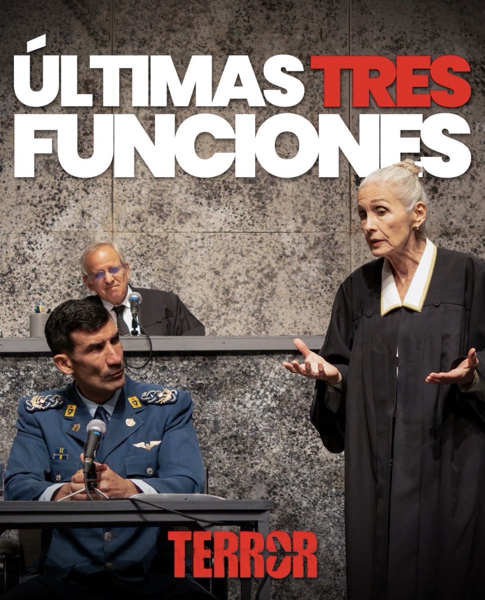 manriquehector's tweet photo. El juicio entra en sesión nuevamente… por última vez.

¿Hasta dónde serías capaz de llegar para salvar vidas?

Un avión ha sido secuestrado.
164 personas a bordo.
70.000 en tierra.

Una decisión. Un instante.

TERROR regresa este fin de semana a al escenario del Teatro Trasnocho.

Eres jurado.
Eres conciencia.
Eres quien dicta el veredicto.

¿Es correcto sacrificar a unos pocos para salvar a muchos?

Esta historia no termina cuando baja el telón.

Termina cuando tú decides.

ÚLTIMAS TRES FUNCIONES

Teatro Trasnocho
Viernes y sábados 8pm
Domingos 7pm

Culpable… o inocente.

¿Te atreves a decidir?