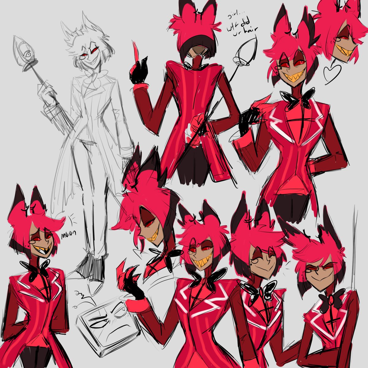 ch1llypudding's tweet photo. beautiful deer and ugly man sketches 

#HazbinHotel #vox #alastor https://t.co/89xC2lPqN7