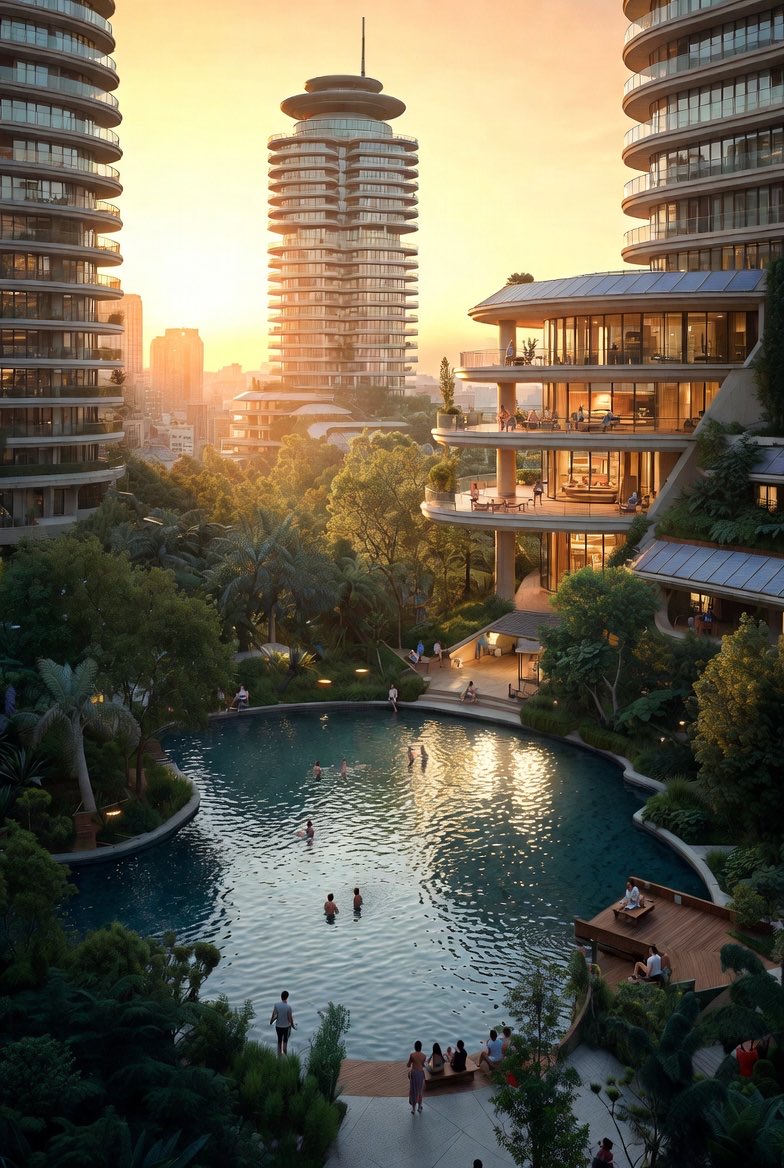 deckickham's tweet photo. Solve the data centre problem:

- Put data centre in the ground
- Build beautiful high rise apartments above 
- Use excess heat from data centre to power free urban oasis with saunas, spa, swimming pool and the building itself 
- Purchasers off plan receive equity in data centre https://t.co/2old3GQC0s