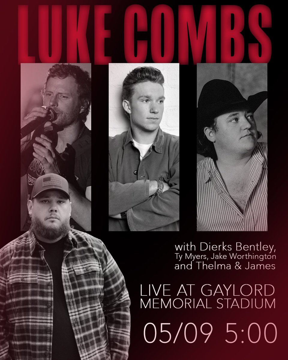 TotallyTickets's tweet photo. Country fans, this one’s STACKED 🤠🔥

Luke Combs is bringing the heat to Norman with an all-star lineup featuring Dierks Bentley, Ty Myers, Jake Worthington, and Thelma &amp; James 🎶

May 9 | 5:20 PM
Memorial Stadium – Norman, OK

https://t.co/euQfMSioTn https://t.co/qYdJYtI67M