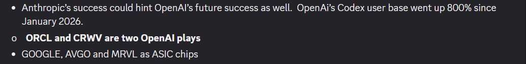 Expected Anthropic's move on $GOOGL &amp;  $MRVL.  
$ORCL will be next.  I'm loaded.

From my weekly notes.
