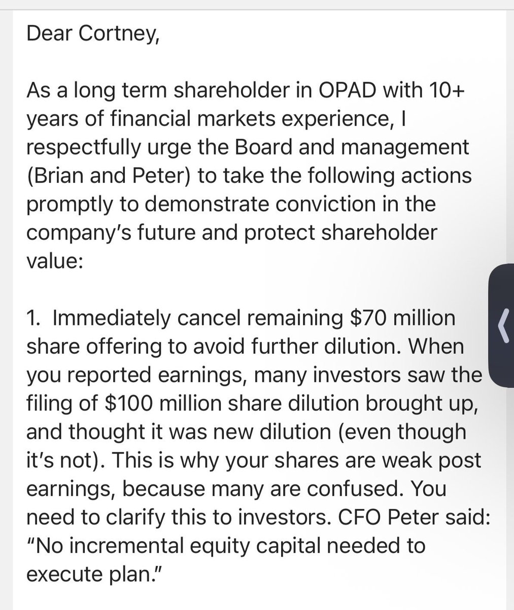 CapitalSqueez's tweet photo. $OPAD Please read fully. 

Shareholder Feedback: Recommended Actions to Strengthen OPAD and Build Confidence.

investors@offerpad.com

@Offerpad https://t.co/LoFklkZdbR