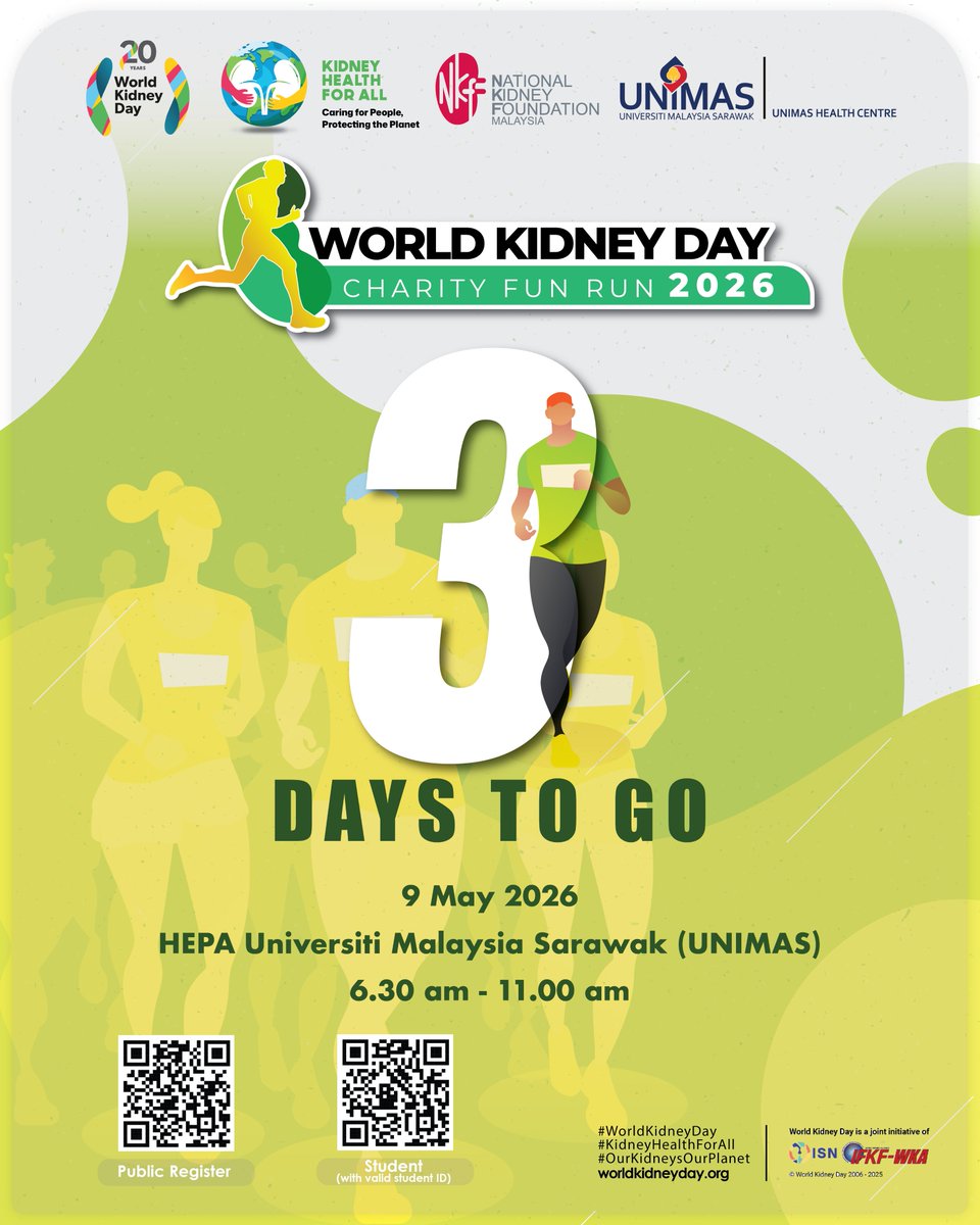 nkfmy's tweet photo. 𝟯 𝗠𝗼𝗿𝗲 𝗗𝗮𝘆𝘀

Prepare your running gear, uplift your spirit, and set your mind for the most anticipated run of the year. Run wild, laugh louder, and chase the finish line to promote kidney health awareness.

For public registration https://t.co/iebcpYnF3J https://t.co/PMUVPqQVgu