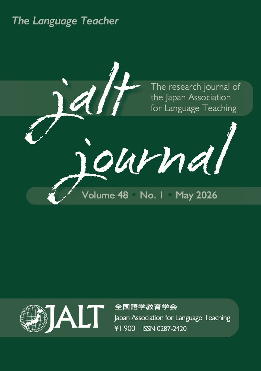 jaltorg's tweet photo. JALT has published JALT Journal - Issue 48.1; May 2026. JALT Journal is JALT's research journal. It is published semiannually, in May and November, with submissions accepted throughout the year. https://t.co/tvfIcrFahu https://t.co/ZBGEh731lA