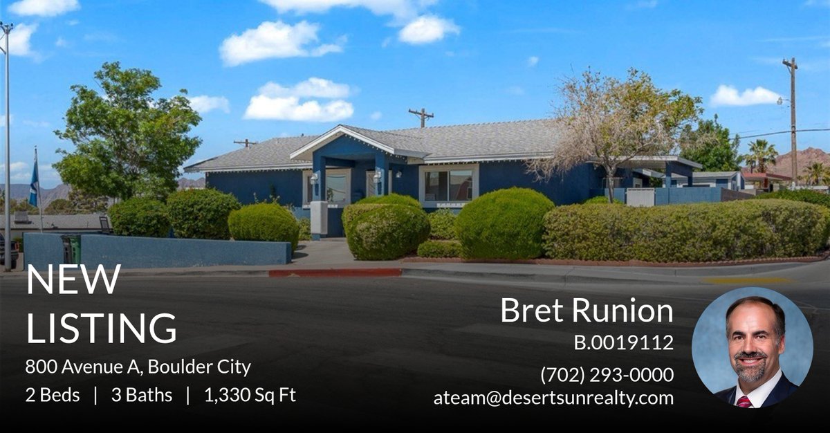 bretrunion's tweet photo. 📍 New Listing 📍 Take a look at this property that just hit the market located at 800 Avenue A in Boulder City. Reach out here or at (702) 293-0000 for more information

Bret Runion, MBA
Broker / Owner
Desert Sun Realty Inc.
... https://t.co/v7hVh2Q3nH https://t.co/TRgPkvb8Ku