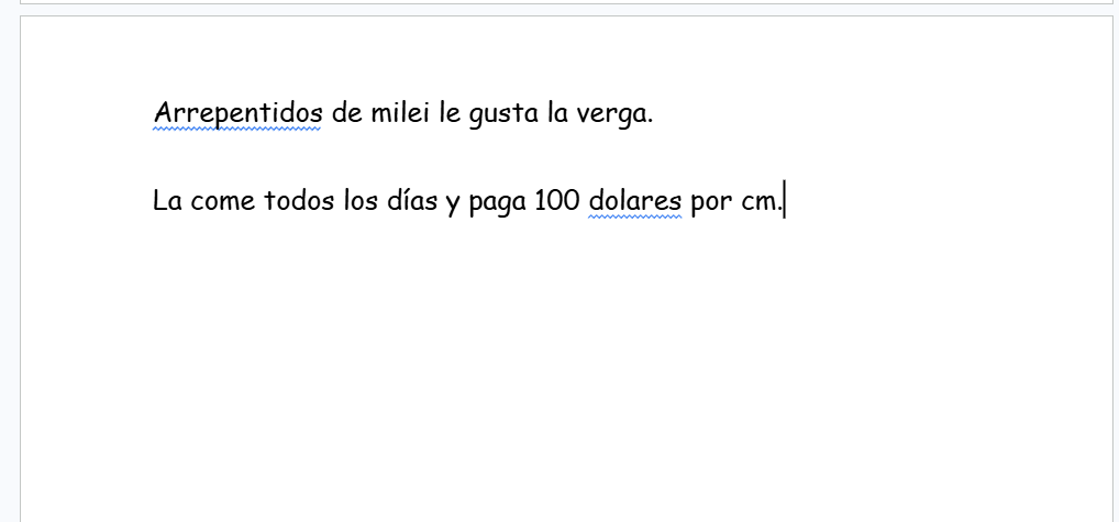 <a href="/ArrepentidosLLA/">Arrepentidos de Milei</a> Su prueba es un word? Yo también tengo el mio.