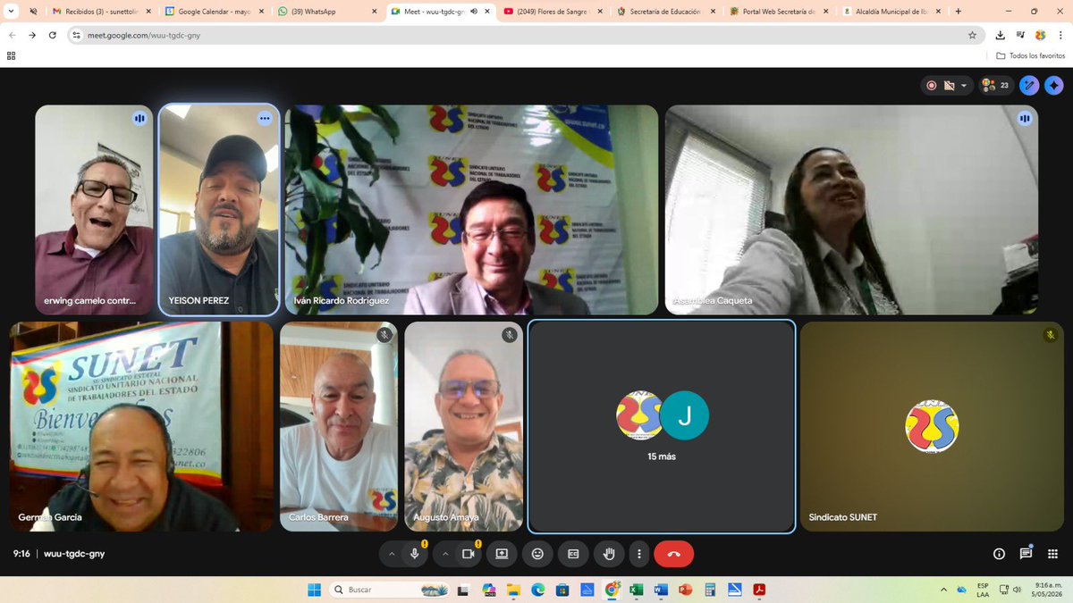 sunetcolofc's tweet photo. En reunión virtual el día de hoy,  la Junta Directiva de @sunetcolofc tomó las últimas directrices para la organización de la XIII Asamblea Nacional de Delegados a realizarse en el mes de Agosto en Barranquilla, seguimos trabajando por nuestros afiliados #SunetSuSindicatoEstatal https://t.co/okrtJo9l6O
