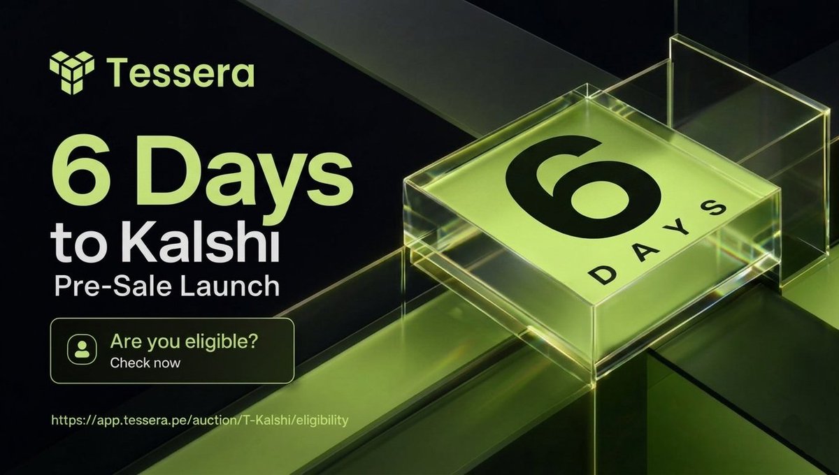 Kalshi Pre-Sale goes live in 6 days.

Check your eligibility now → app.tessera.pe/auction/T-Kals…