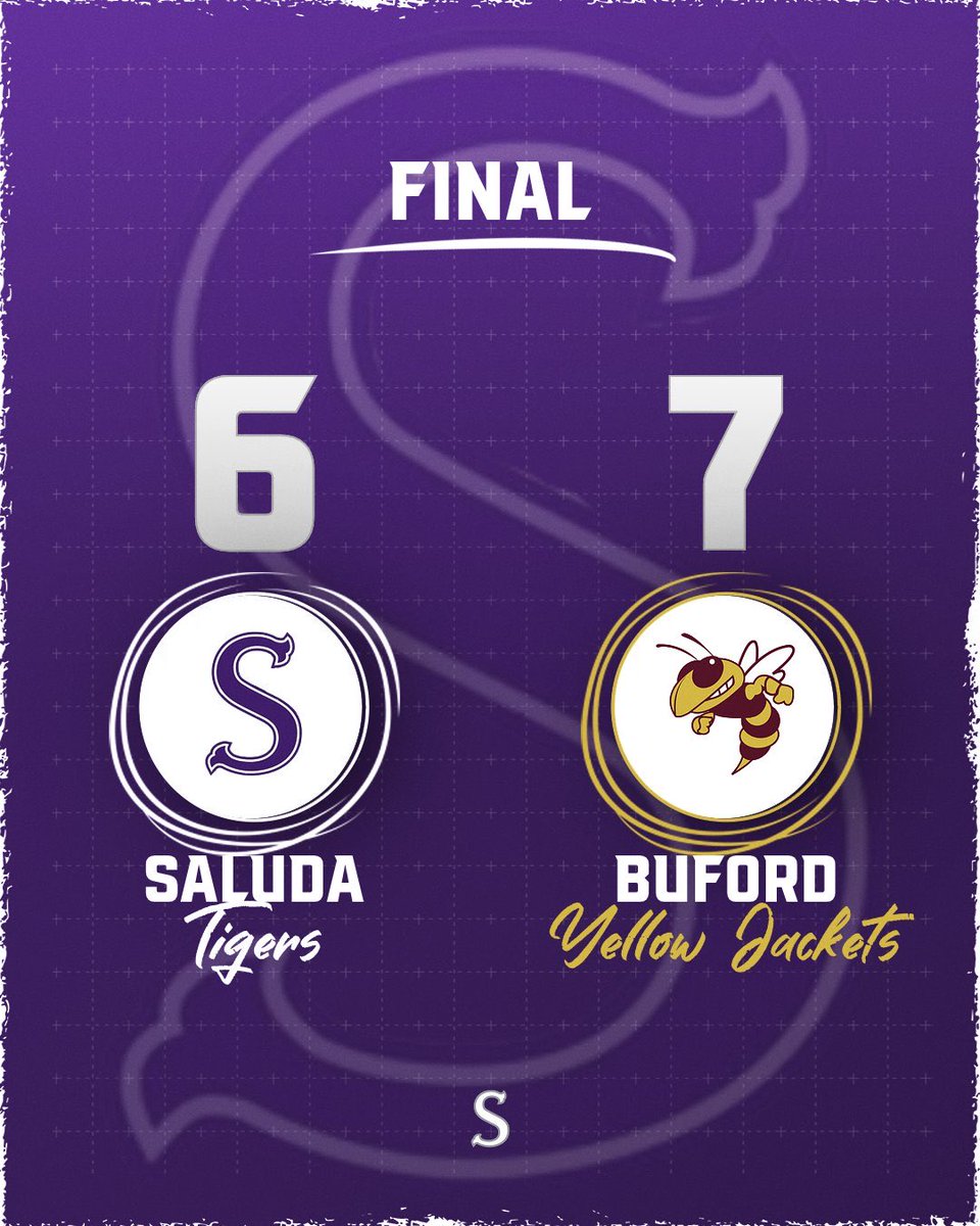 SaludaBaseball's tweet photo. FINAL

Buford 7
Tigers 6

SCHEDULE UPDATE 

Due to the projected forecast on Thursday, we will now host Pelion TOMORROW (Wednesday) at 7:00. https://t.co/ozHX0seMo4