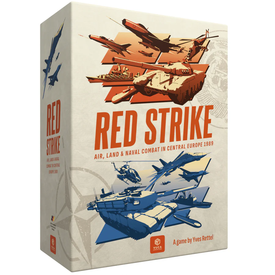 VUCASimulations's tweet photo. Designer Yves Rettel spent 20 years working on Red Strike. A "magnum opus" type of wargame. 

It is massive. It is epic. It is not for the faint-hearted.

This game sets the standard for "Cold War gone hot".

Fight a Soviet invasion of Central Europe, with all the classic 80's tech. 

Check out the game here:
https://t.co/vMyB1nwafk