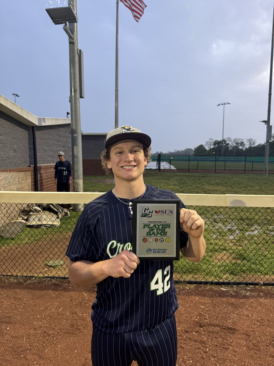 GCHSBASEBALL8's tweet photo. Big shout to Parker Covington, tonight’s KFB/Steve Schureman, player of the game in the Warhawks Senior Night 7-1 win over South Laurel 

7 IP
6 H
1R
4 BB
6 SO

Another great outing by Parker!!   

#steveschureman 
#WarhawksBaseballDawgs https://t.co/PY8nr88sEl