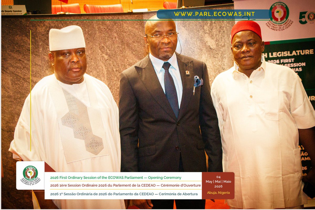 ECOWASParliamnt's tweet photo. Day 1 Highlights | Opening Ceremony
The ECOWAS Parliament 2026 First Ordinary Session opened in Abuja, gathering key leaders committed to regional integration, democracy, and development across West Africa. #ecowasparliament https://t.co/KNAuP0DV7m