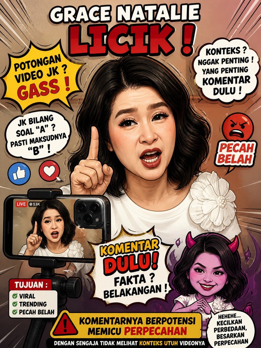 Ayssach's tweet photo. Licik parah . Potongan video disebarluaskan dengan konteks yang berbeda ,menimbulkan fitnah . dan kesalah pahaman  .#PenjarakanGraceNatalie https://t.co/iniS6CNdSl