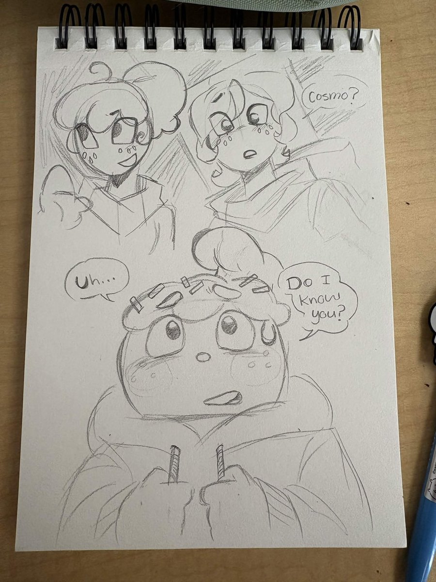 tally885's tweet photo. My friend made a joke on how differently I drew toon sprout vs real(?) sprout so here’s Cosmo and Sprout meeting for the first time I guess https://t.co/ljtbatHWQY