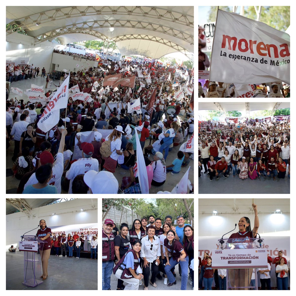 GarciaGaray_L's tweet photo. En el arranque de campaña regional en #Torreón, fuimos testigos de la fuerza de un pueblo que tiene memoria y que ha decidido decirle adiós al pasado. 

Con nuestras candidatas y candidatos de morena, el bienestar llegará a cada hogar de #Coahuila.

¡Por el bien de todos, la transformación sigue!