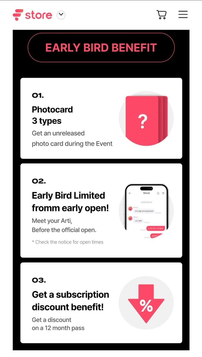 [💌] 🌐TAEMIN's new messaging service news
🎟️Early bird sales: 05/06  11:00 AM until 05/13  10:00 AM (KST) 
💌A chat room exclusively for early bird buyers will be pre-open from 11:00 AM to 3:59 PM on the 13th. 
🎟️Regular sales: 05/13  at 4:00 PM 
n.news.naver.com/article/008/00…