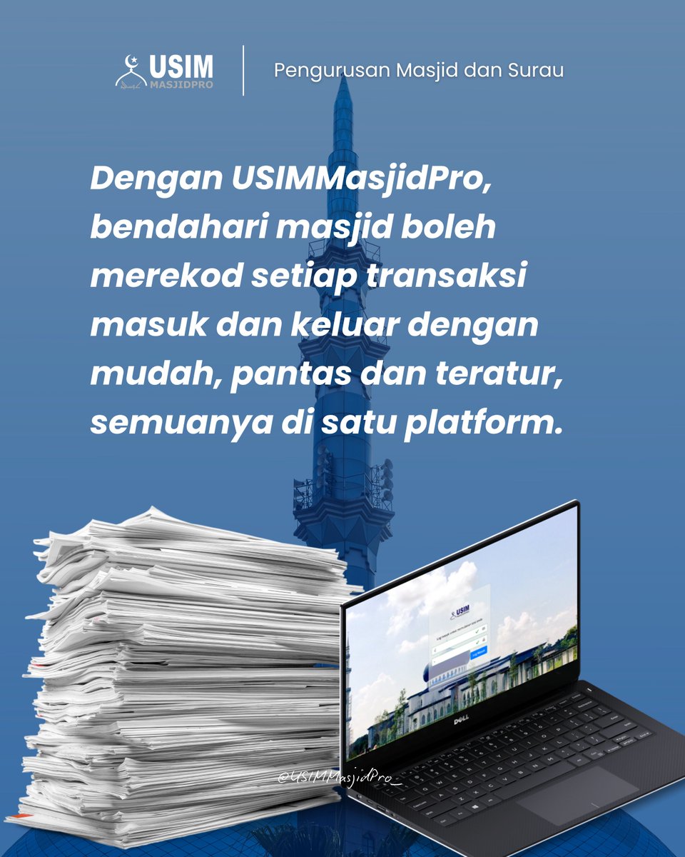 USIMMasjidPro's tweet photo. Pernah tak rasa jadi bendahari masjid/surau? Semua benda nak kena jaga. 

Dengan UsimMasjidPro, urus kewangan jadi lebih teratur, cepat dan ikut panduan. Tak perlu lagi manual satu-satu.

Daftar dengan kami sekarang! 🚀 https://t.co/QbamkuPRJJ