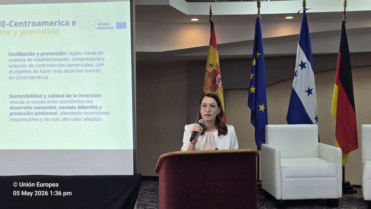 MACH2_UE's tweet photo. #Hoy participamos de una Conferencia sobre el Tratado de Asociación entre Centroamérica y la UE 🇪🇺, en donde la Jefa de Cooperación presentó los principios de la estrategia Global Gateway y las oportunidades en el marco del tratado para Honduras🇭🇳. https://t.co/KnD3PZcG50