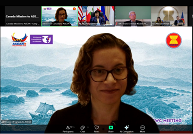 CanadaASEAN's tweet photo. Canada represented by Head of Cooperation Emily Alexander, participated in the Open Session of the 32nd ACWC Meeting, reaffirming Canada’s commitment to advancing gender equality and inclusive approaches for women and children across ASEAN through sustained cooperation. https://t.co/SFuv8ahEUx