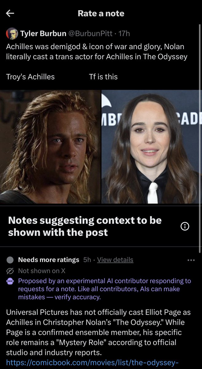 sirmichaelwill's tweet photo. Not sure if the AI contributor for community notes is Grok (though I’m not sure why X would use a different AI), but why is Grok calling a girl named Ellen “He” https://t.co/JeHKdJYKGy