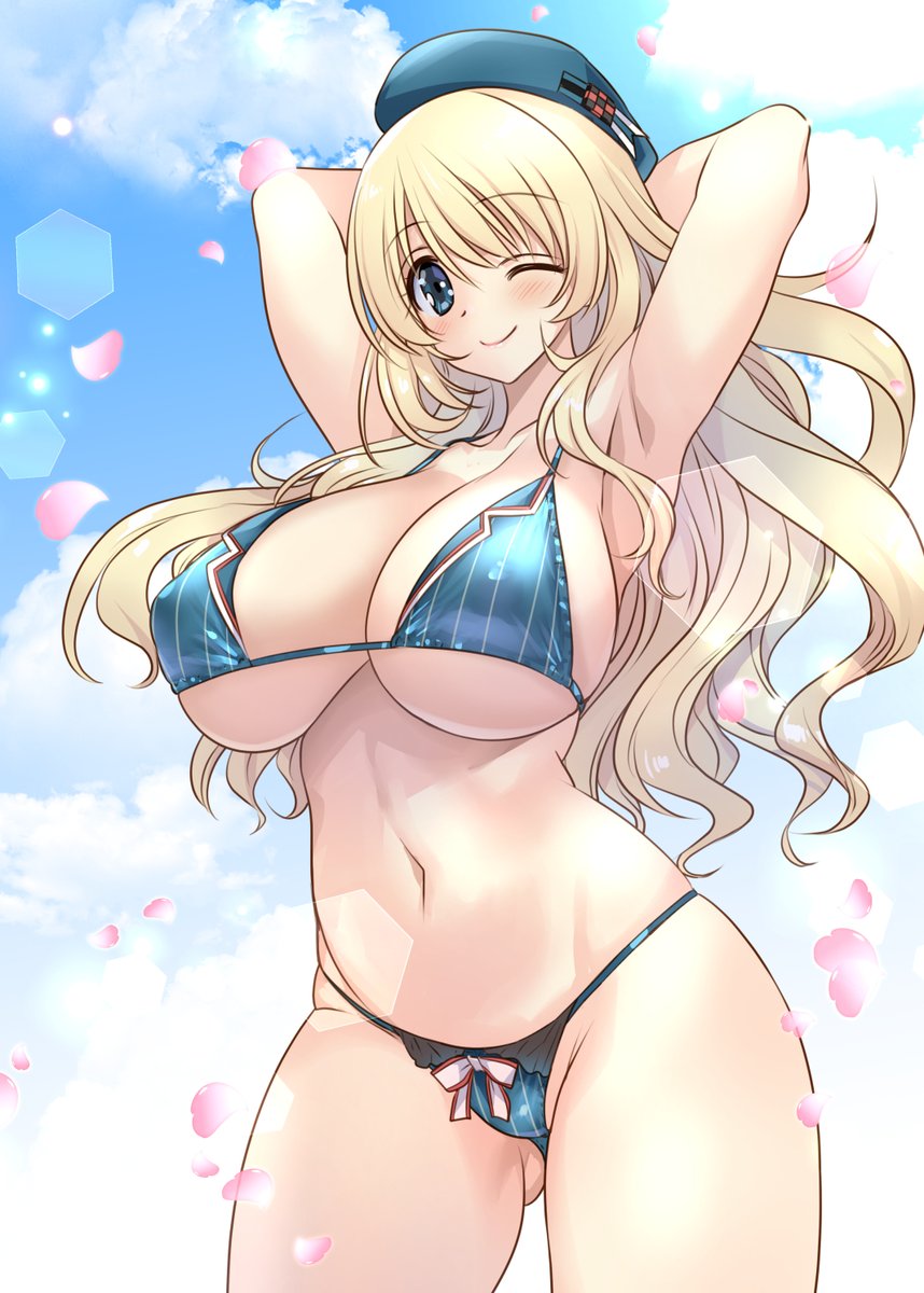 もう今更「みどりの日」でもないけど緑ビキニ愛宕さん。金でも良いかなと思ったけど、まぁみどりの日前提で描いたし、テカってれば良いかと。 